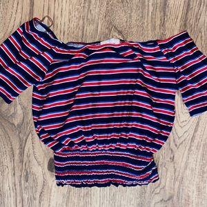 Marci tee, size small, red,blue,white and black